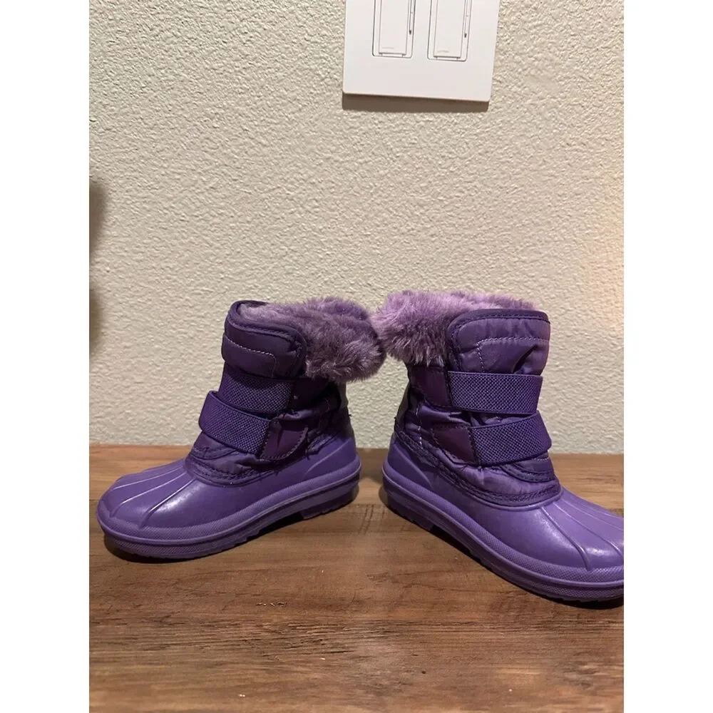 Purple Toddler Snow Boots with Adjustable Straps Size 7/8